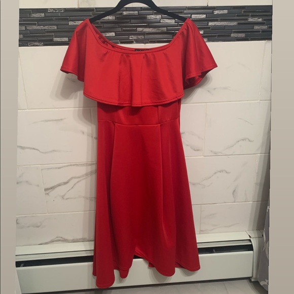 Red Ruffle Midi Dress - Picture 3 of 4